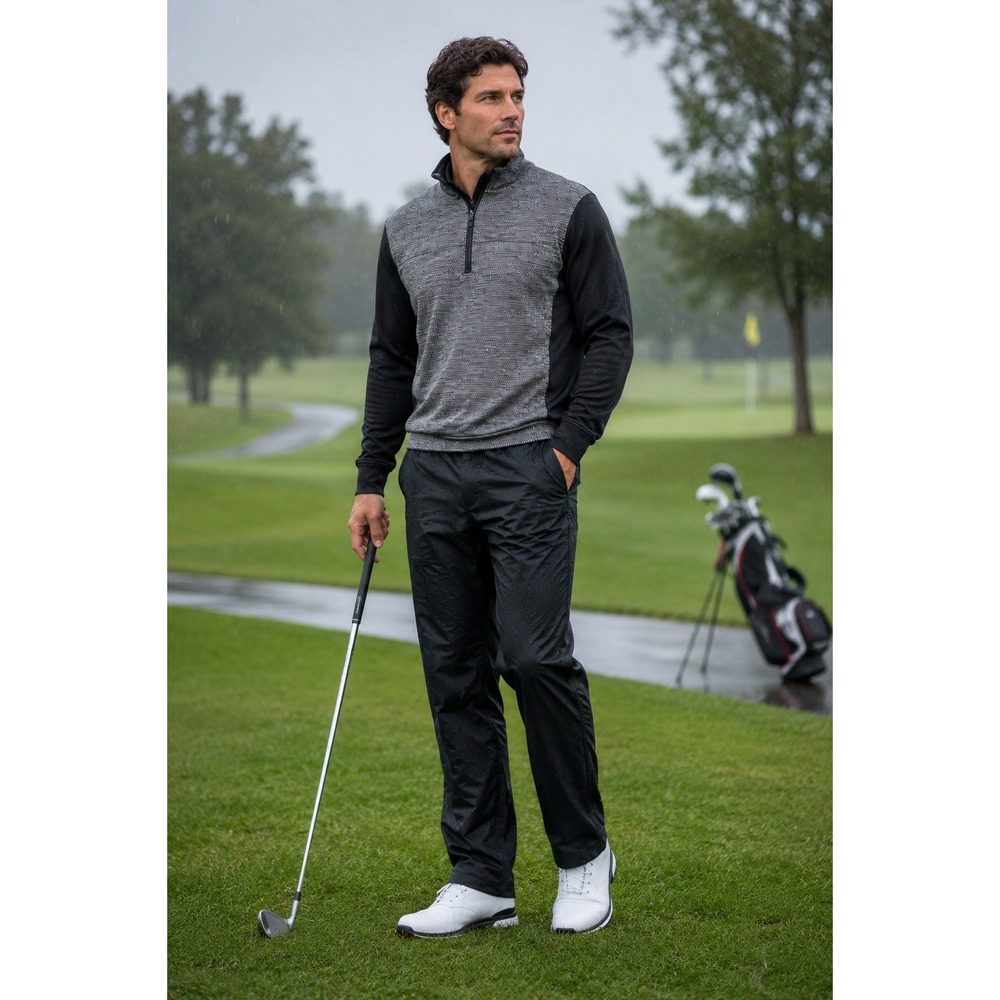 PGA Tour Mens Small Grey Quarter Zip Pullover Golf Performance Sweater Charcoal